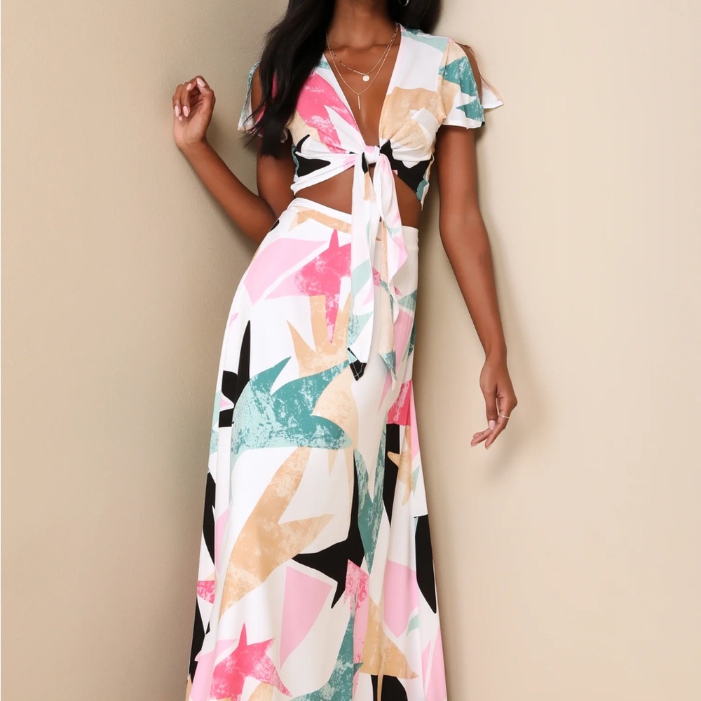 Multicolor Cut-Out Maxi Dress